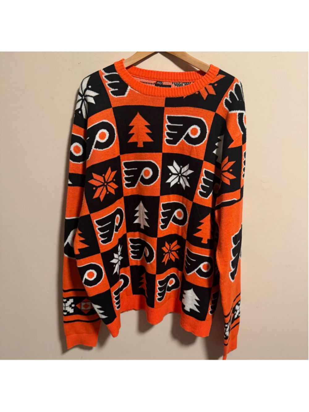 Philadelphia Flyers NHL Patches Ugly Christmas Sweater Orange- Size XL XXL